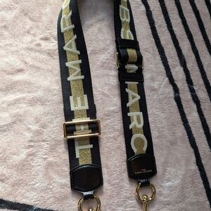 Marc Jacobs Black and Gold Logo Belt
